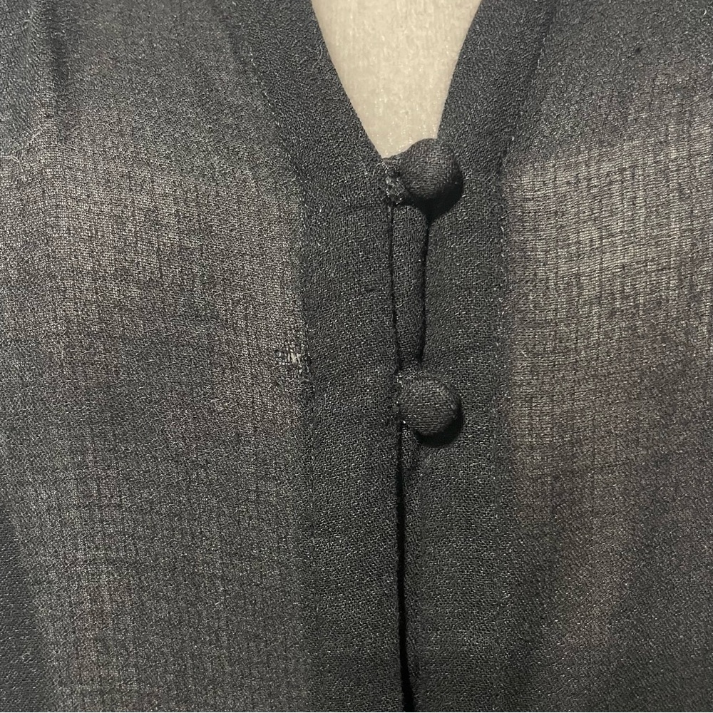 Lucky Brand Sheer Button Front Long Sleeve Blouse Black Size Medium - Picture 3 of 16